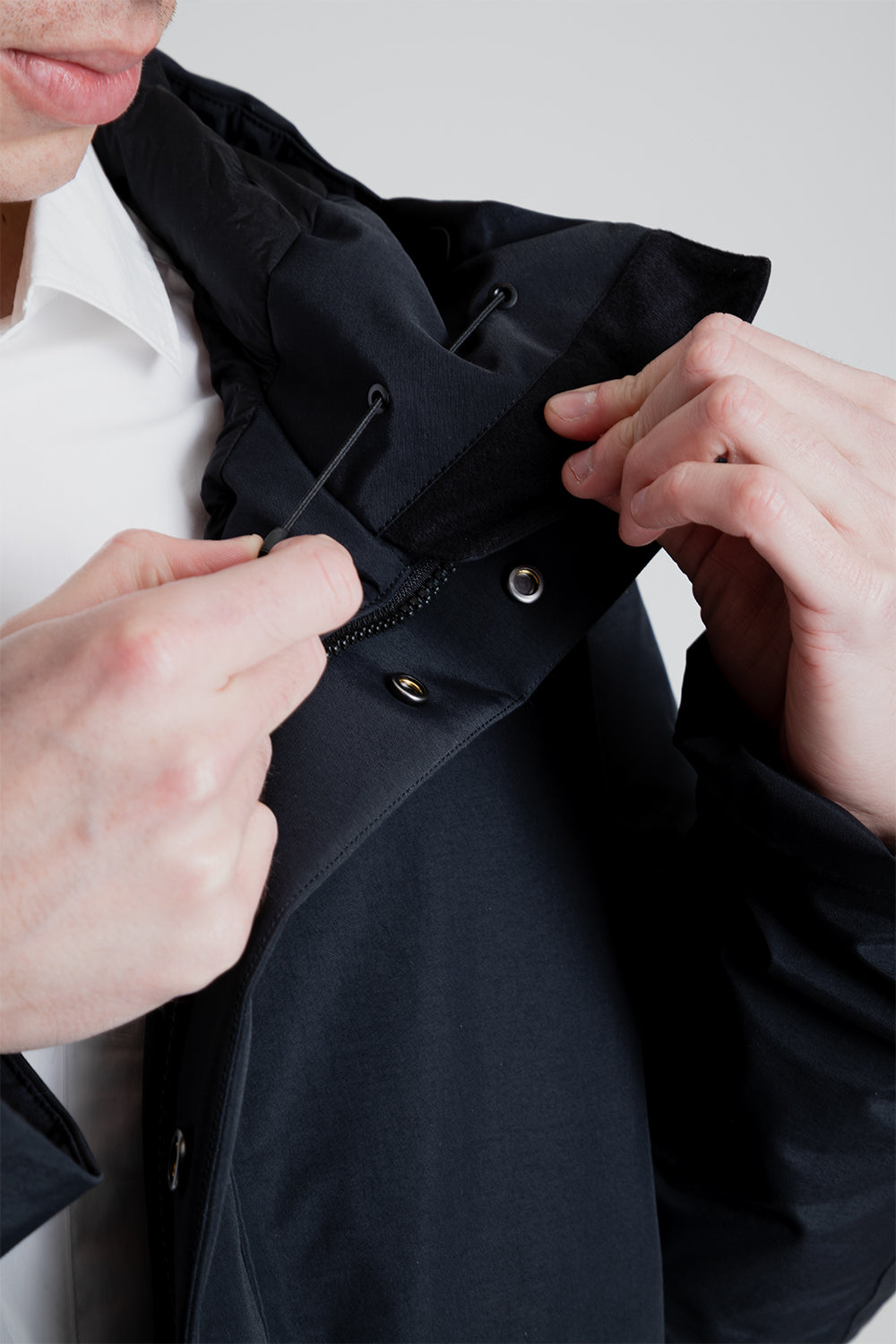 Goldwin Gore-Tex Hooded Down Jacket in Black