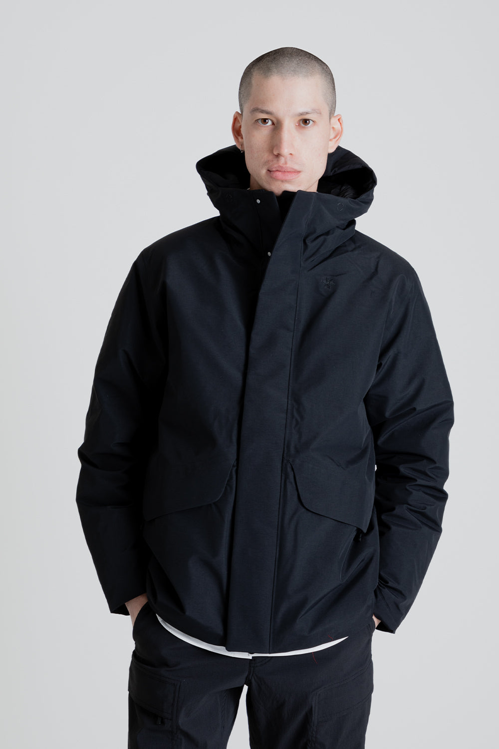 Goldwin Gore-Tex Hooded Down Jacket in Black