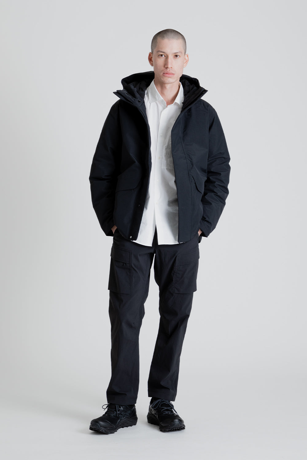 Goldwin Gore-Tex Hooded Down Jacket in Black