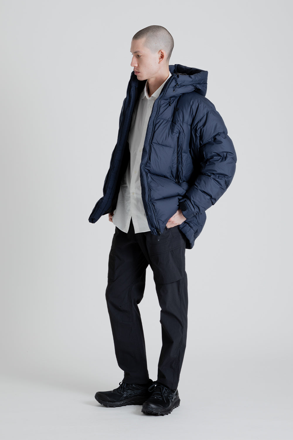 Goldwin Gore-Tex Infinium Fly Air Down Parka in Ink Navy