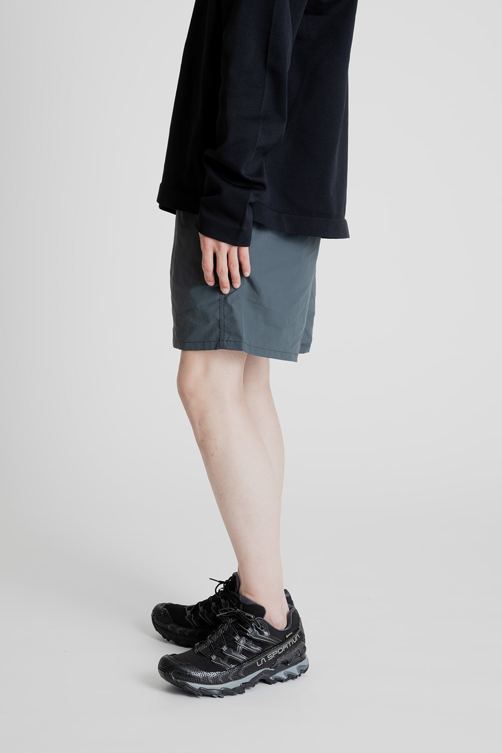 Goldwin Nylon Shorts 5 Inch in Dark Charcoal