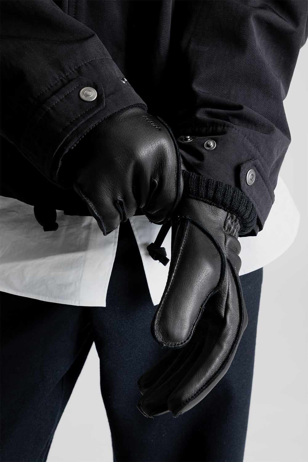 Hestra Deerskin Primaloft Ribbed Gloves in Black