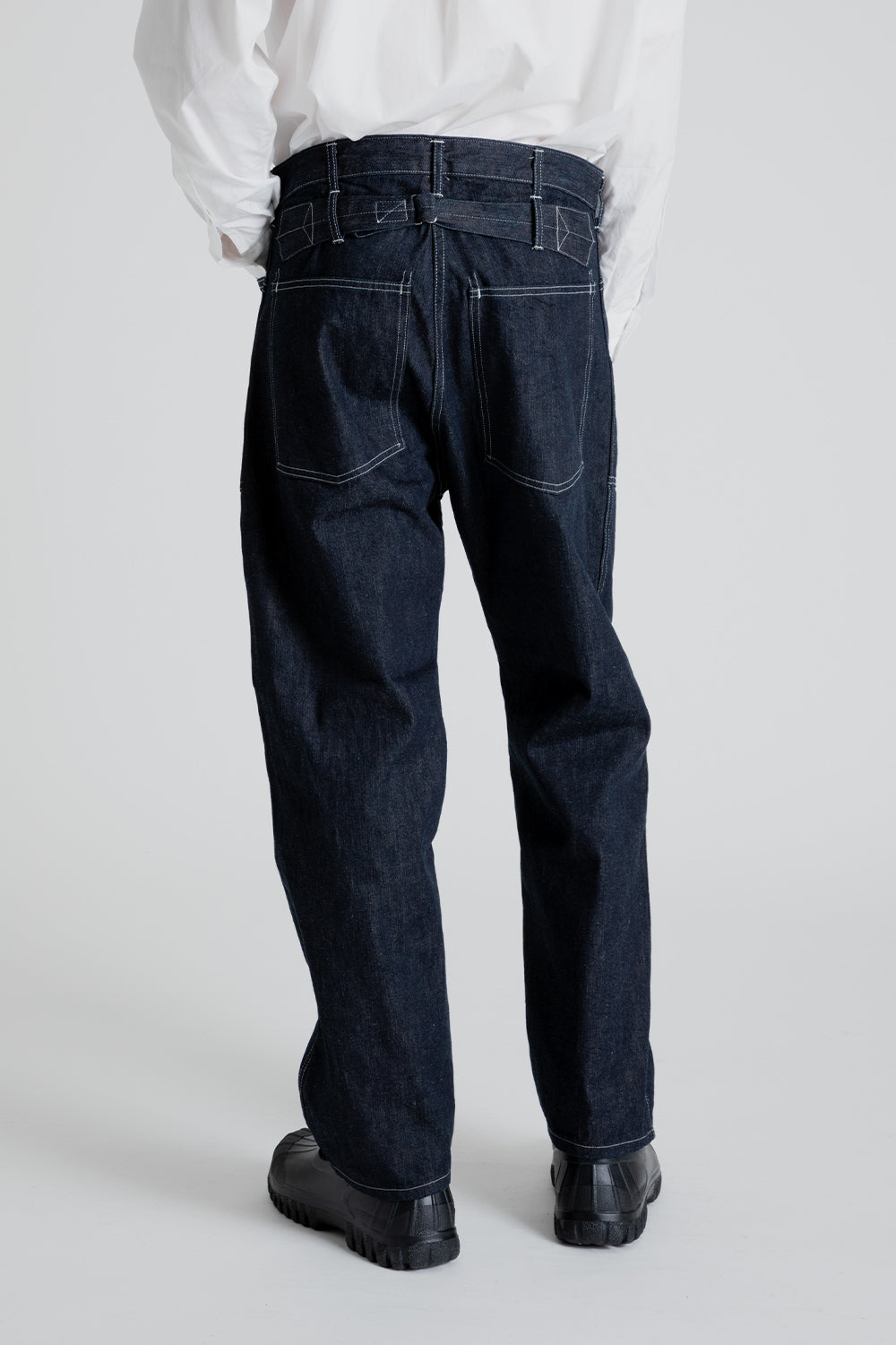 Kaptain Sunshine Buckleback Baker Pants in Indigo Denim