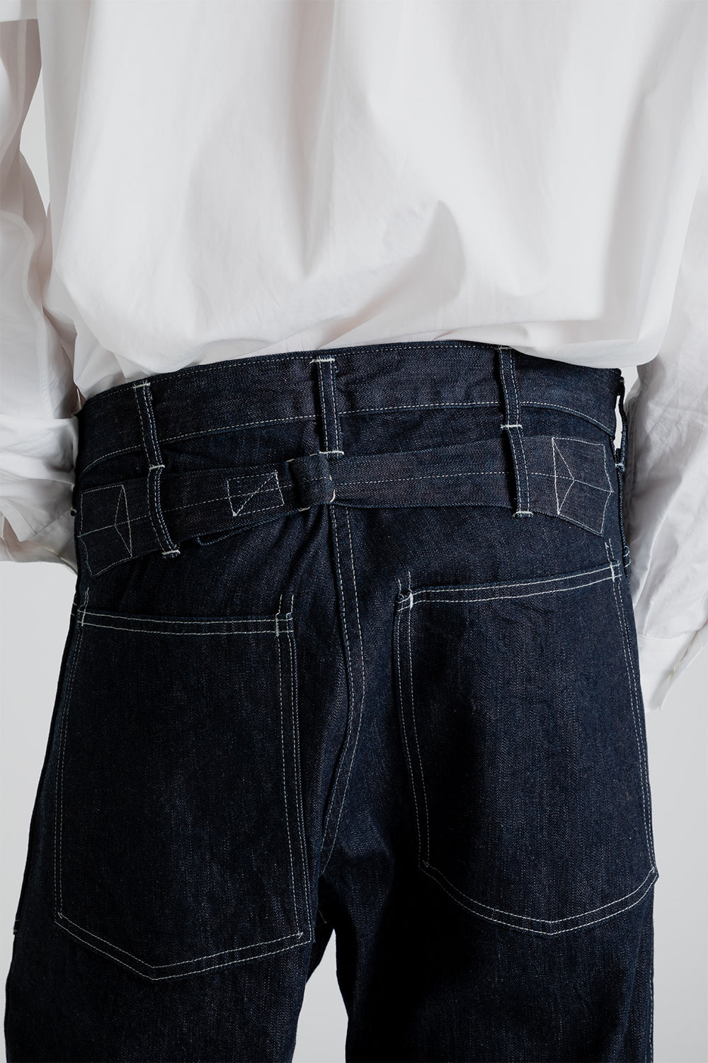 Kaptain Sunshine Buckleback Baker Pants in Indigo Denim