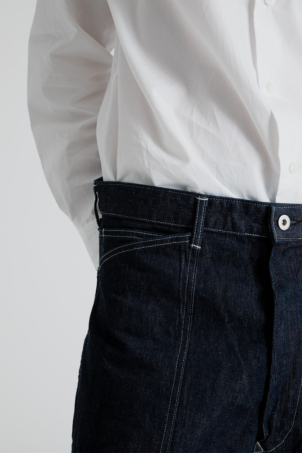 Kaptain Sunshine Buckleback Baker Pants in Indigo Denim