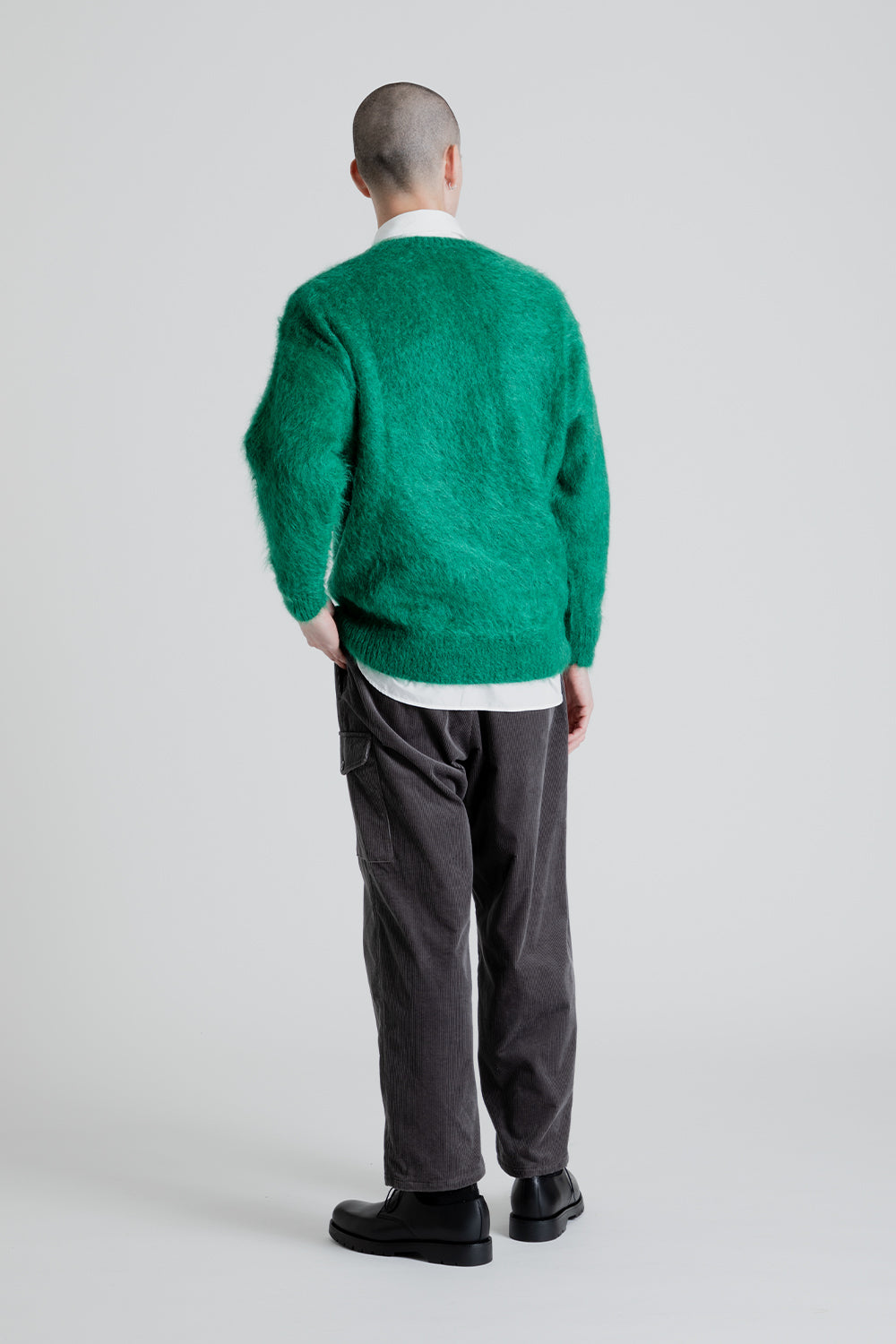 Kaptain Sunshine Brushed Wool Mohair Crewneck Pullover in Green