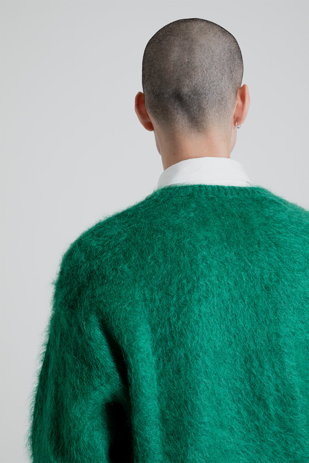 Kaptain Sunshine Brushed Wool Mohair Crewneck Pullover in Green