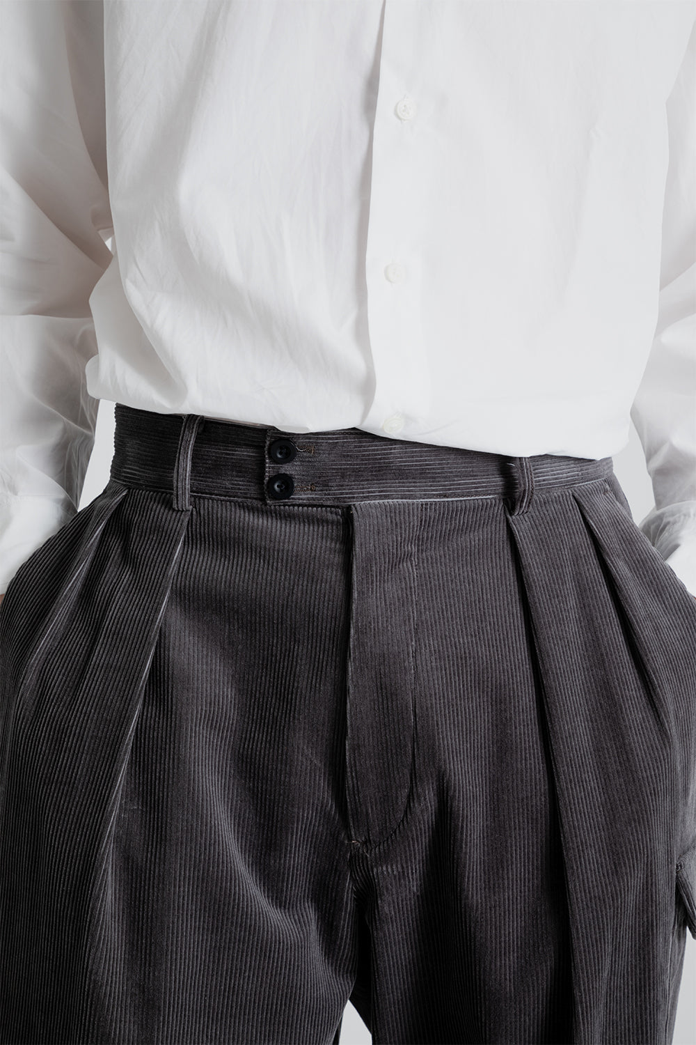 Kaptain Sunshine Gurkha Corduroy Trousers in Grey