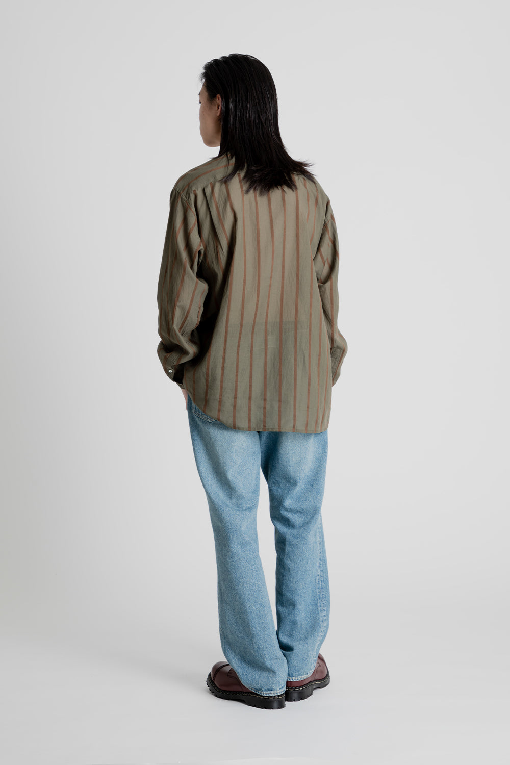 Kaptain Sunshine Safari Shirt in Olive Stripe