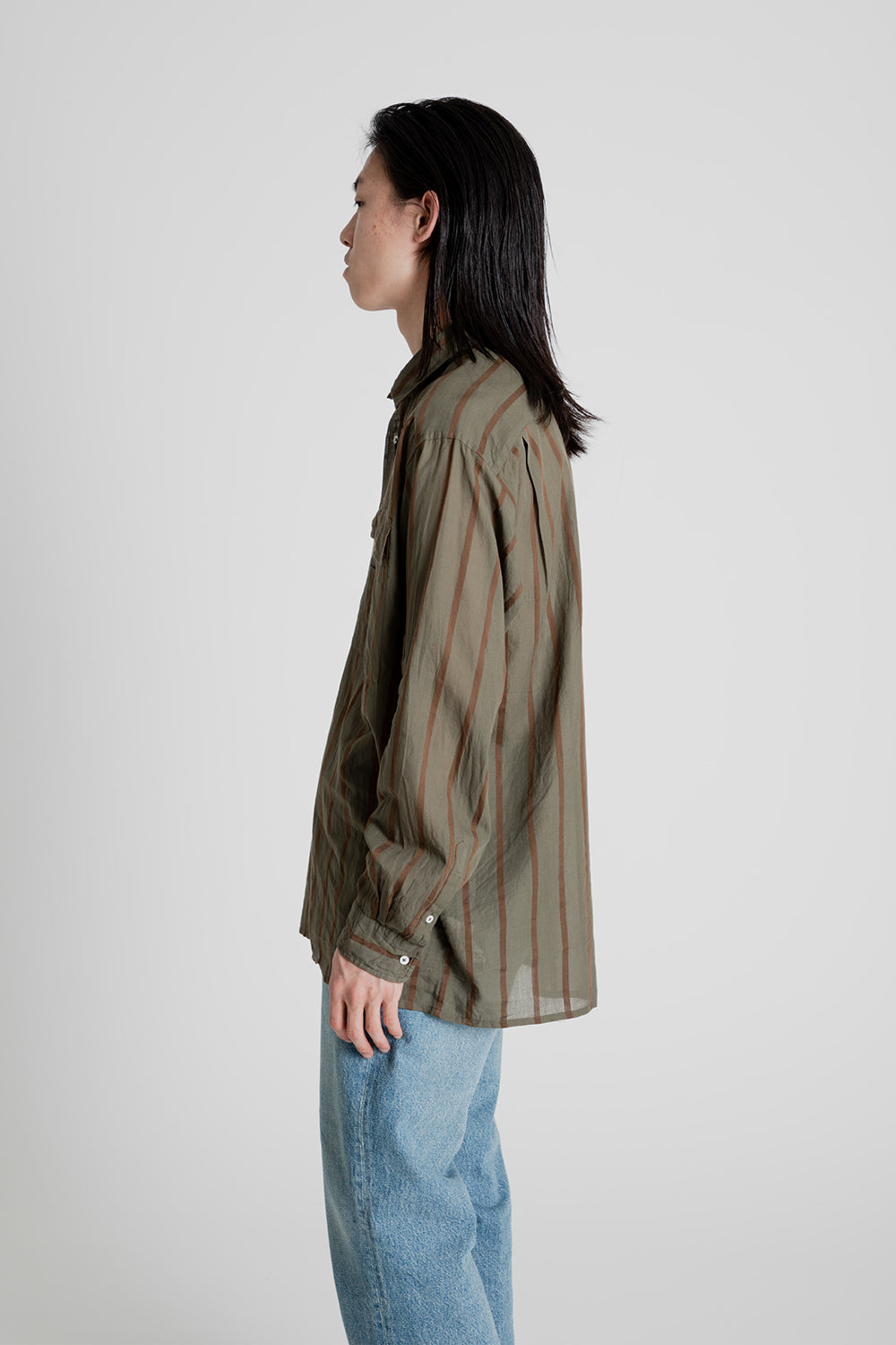 Kaptain Sunshine Safari Shirt in Olive Stripe