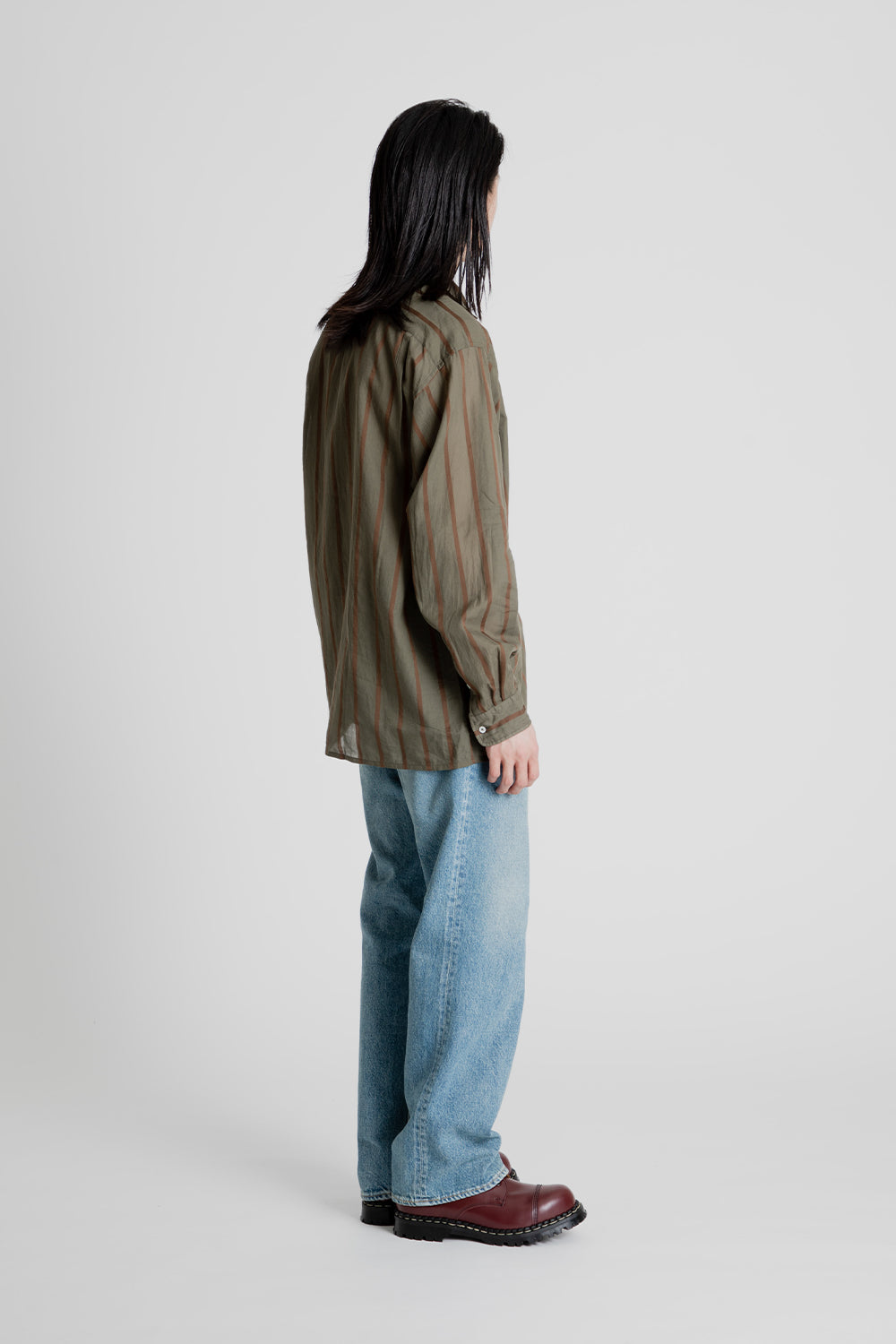 Kaptain Sunshine Safari Shirt in Olive Stripe