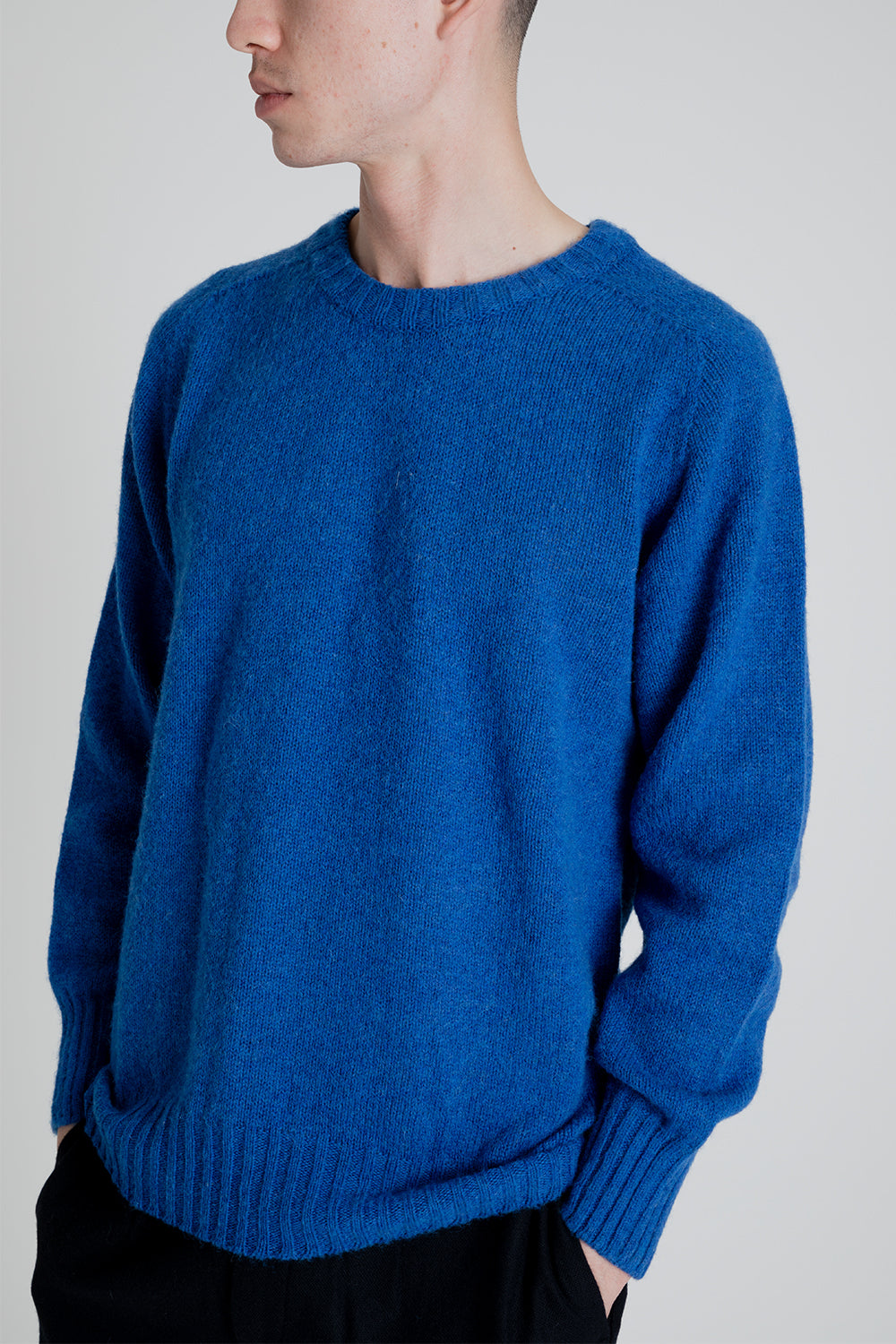 Kestin Brushed Shetland Crew Sweater in Cobalt