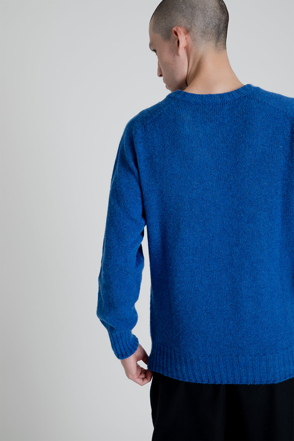 Kestin Brushed Shetland Crew Sweater in Cobalt