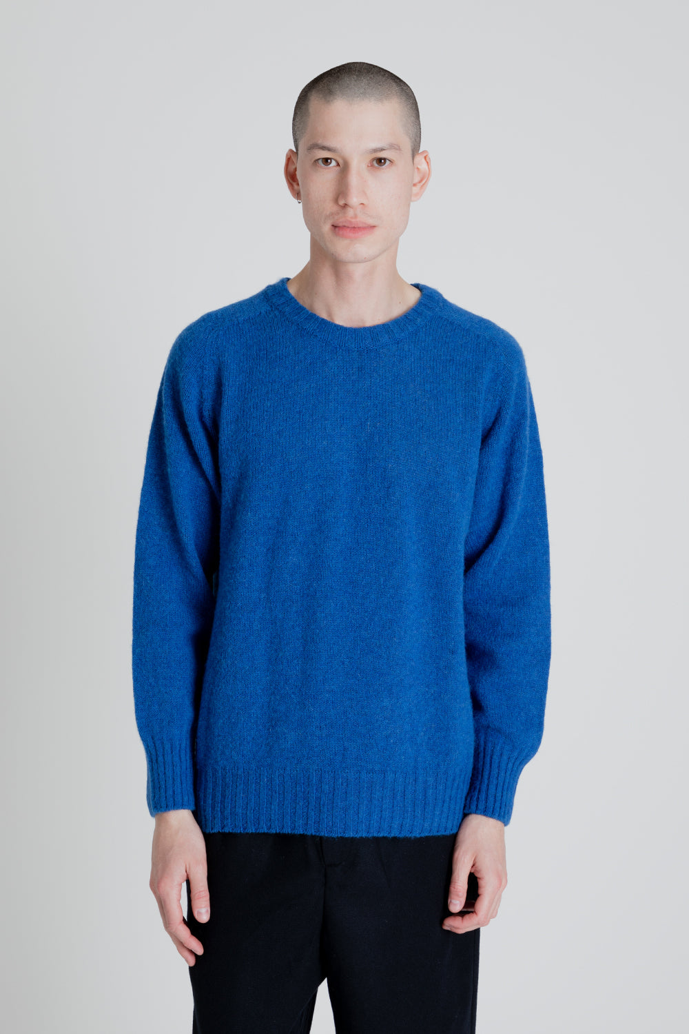 Kestin Brushed Shetland Crew Sweater in Cobalt