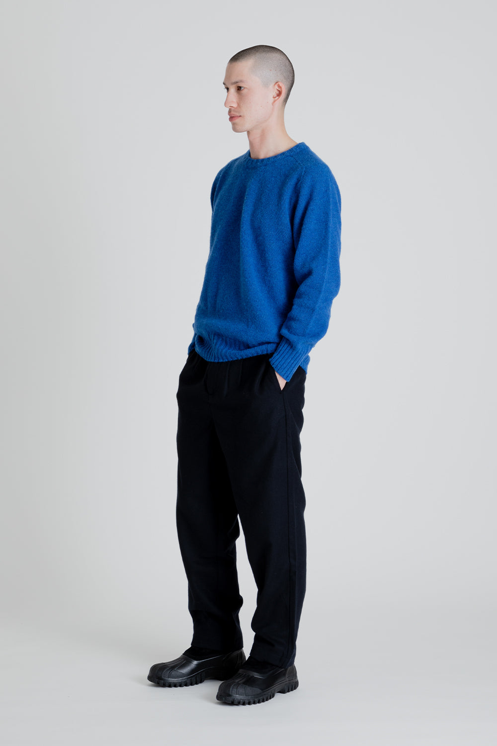 Kestin Brushed Shetland Crew Sweater in Cobalt