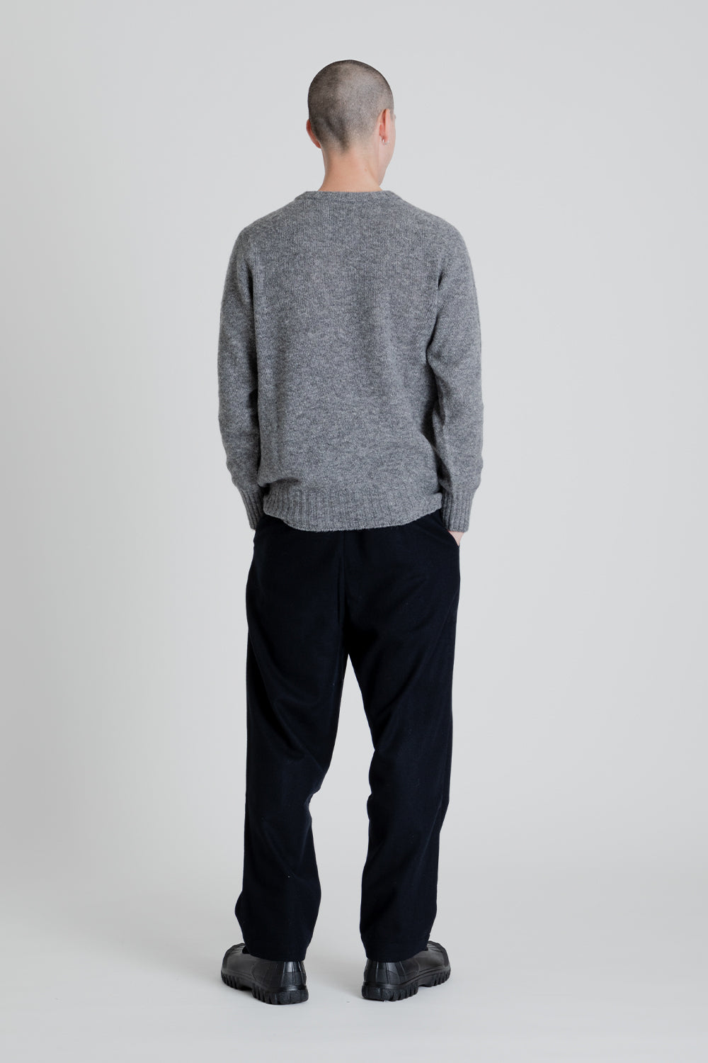 Kestin Brushed Shetland Crew Sweater in Grey