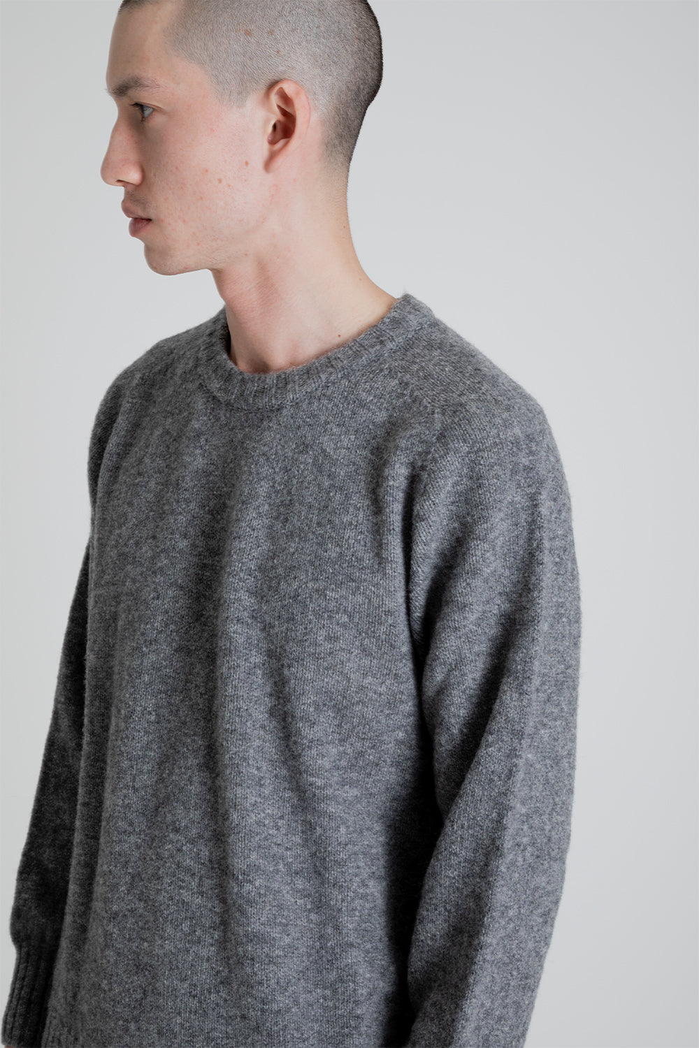 Kestin Brushed Shetland Crew Sweater in Grey