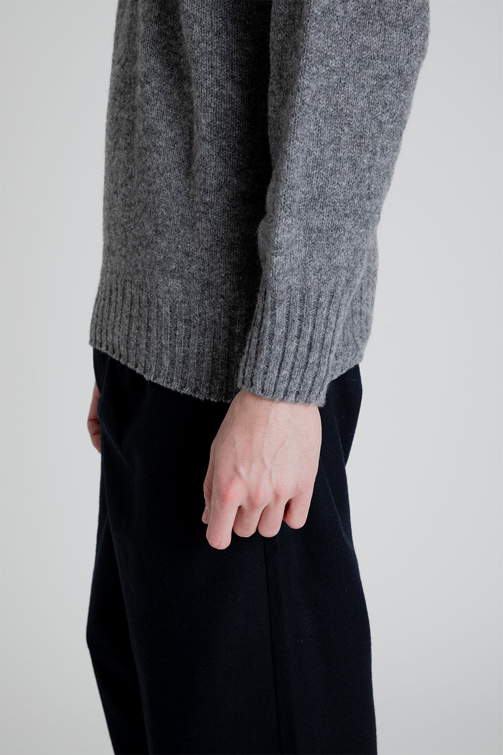 Kestin Brushed Shetland Crew Sweater in Grey