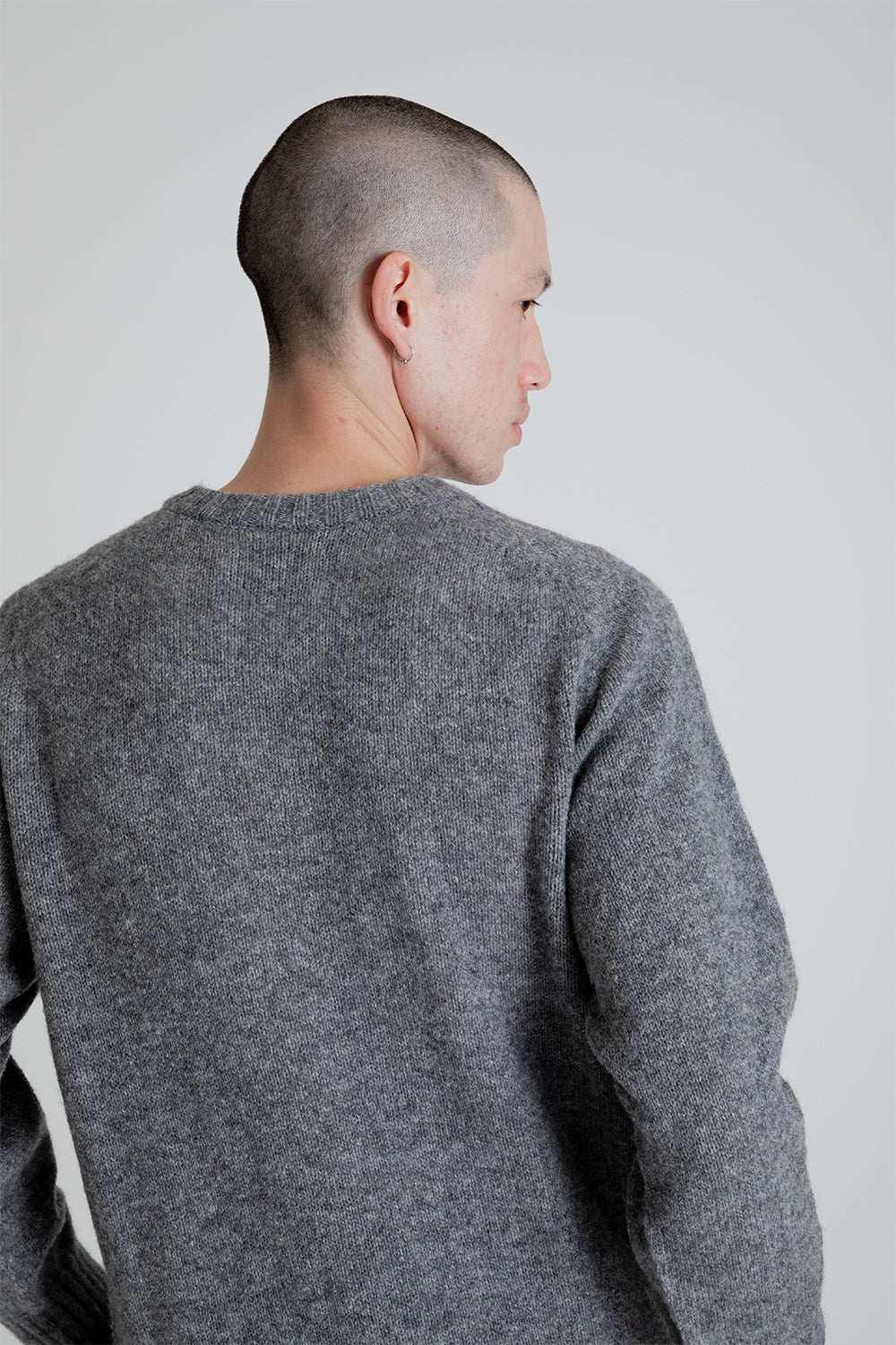 Kestin Brushed Shetland Crew Sweater in Grey