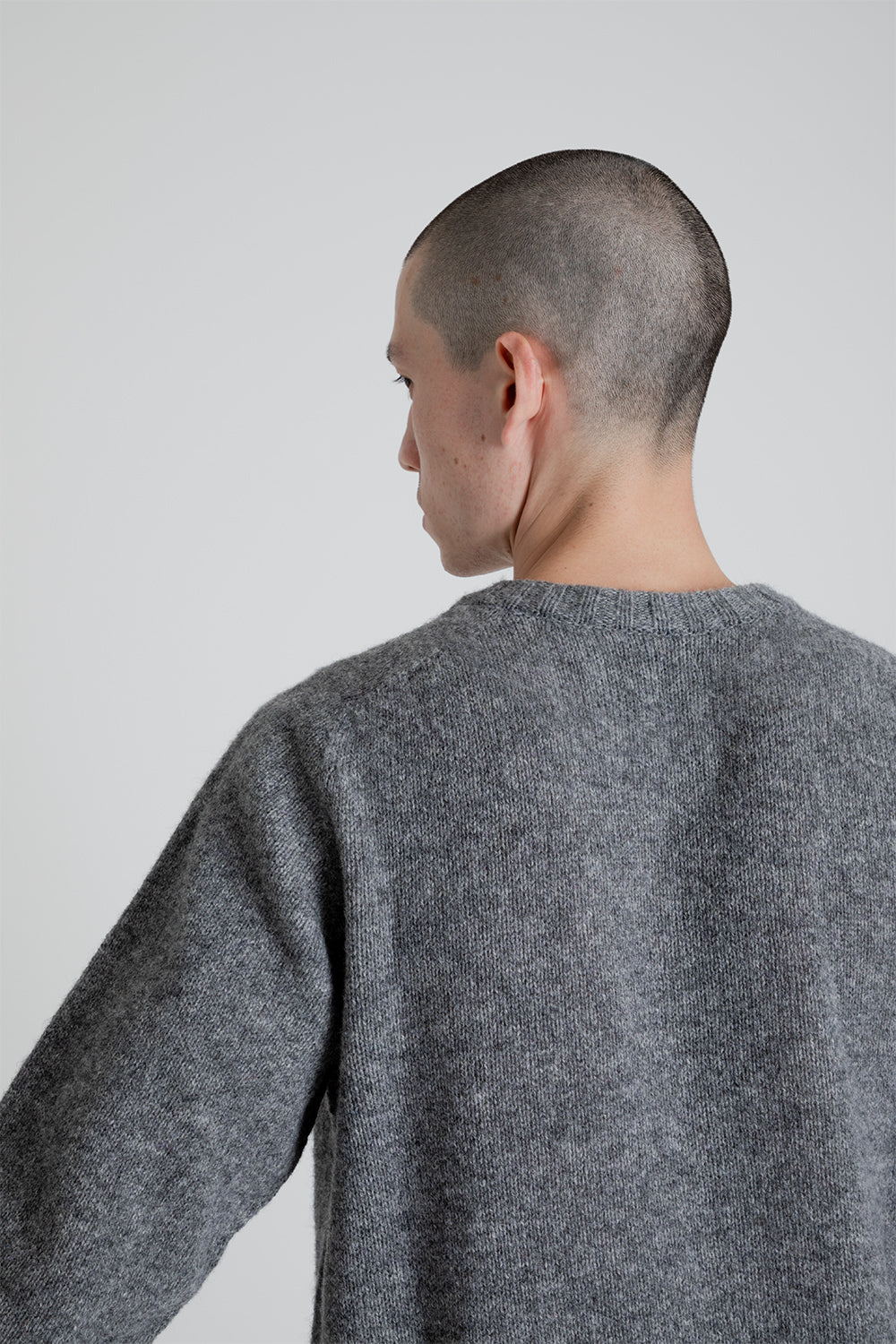 Kestin Brushed Shetland Crew Sweater in Grey