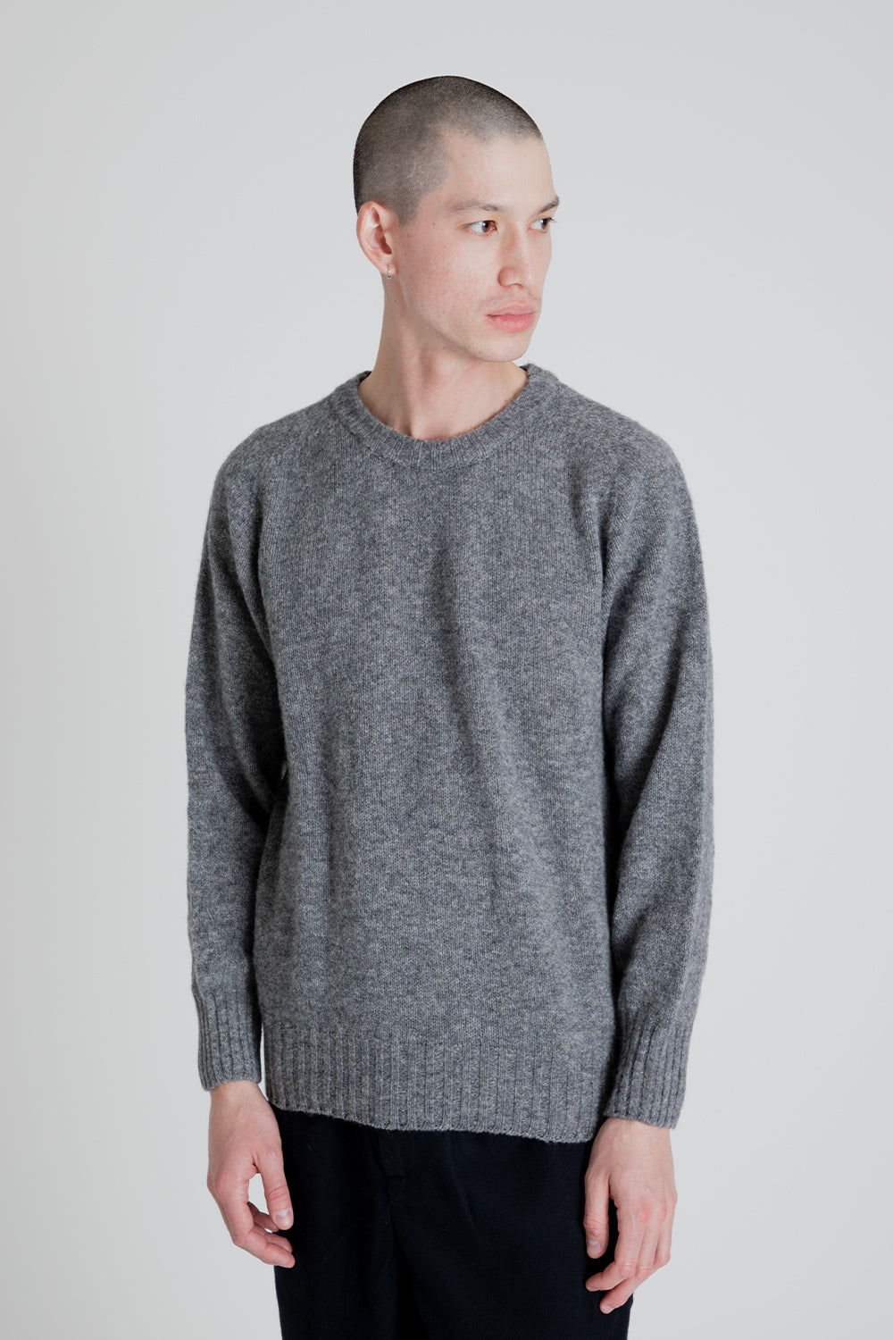Kestin Brushed Shetland Crew Sweater in Grey