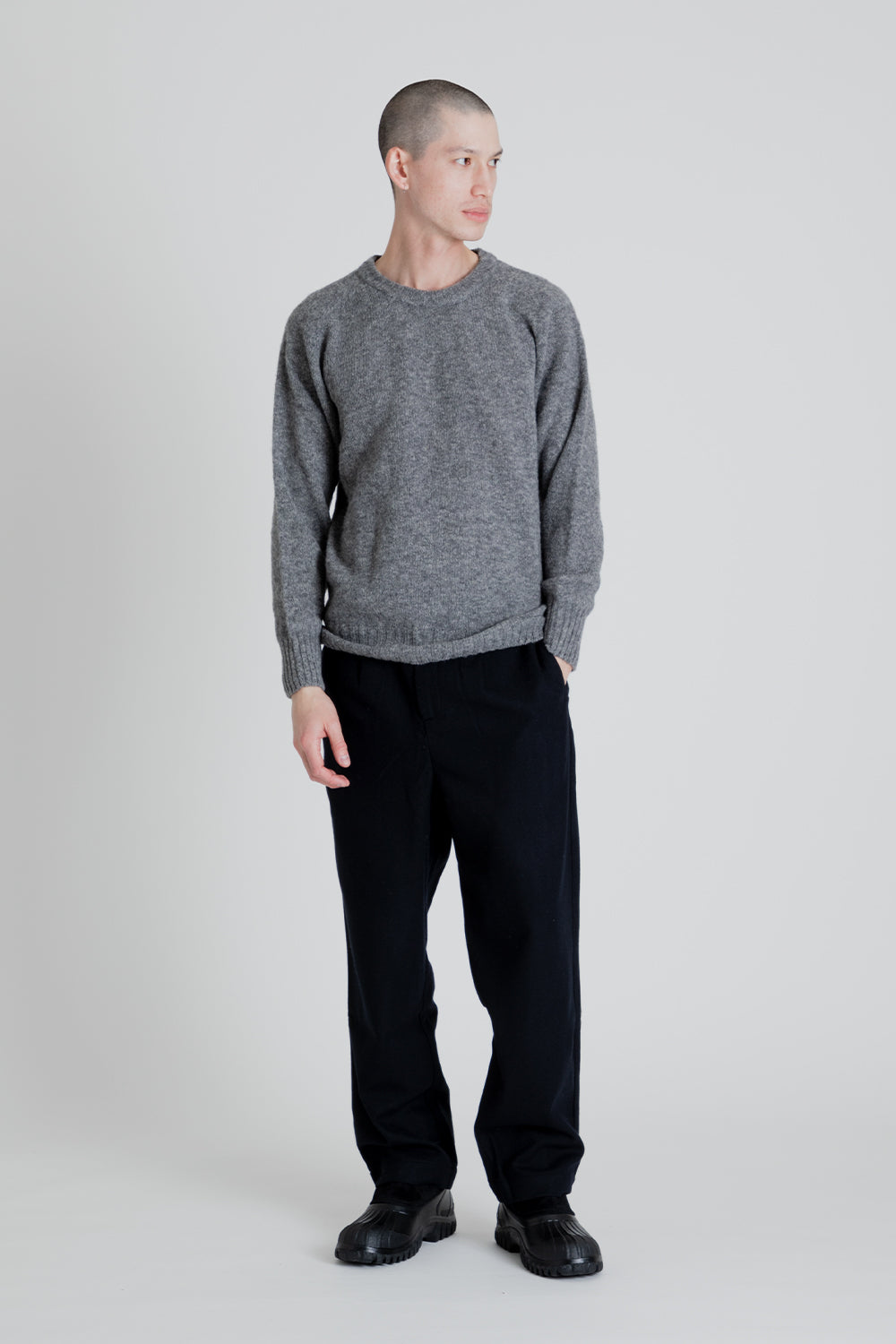 Kestin Brushed Shetland Crew Sweater in Grey