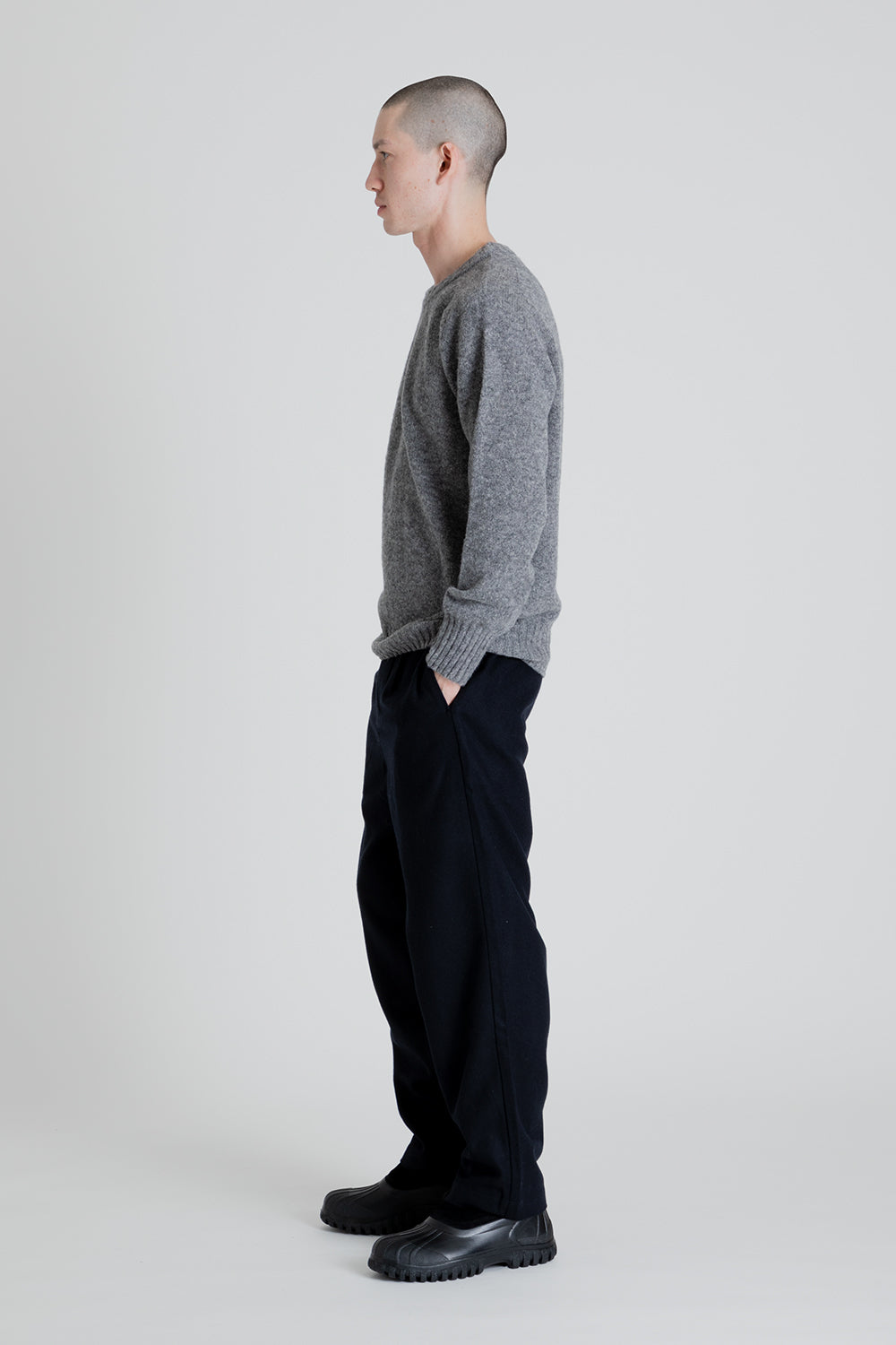 Kestin Brushed Shetland Crew Sweater in Grey