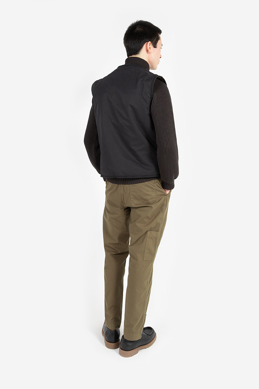 Knickerbocker reverse zip pile vest heather brown pile black