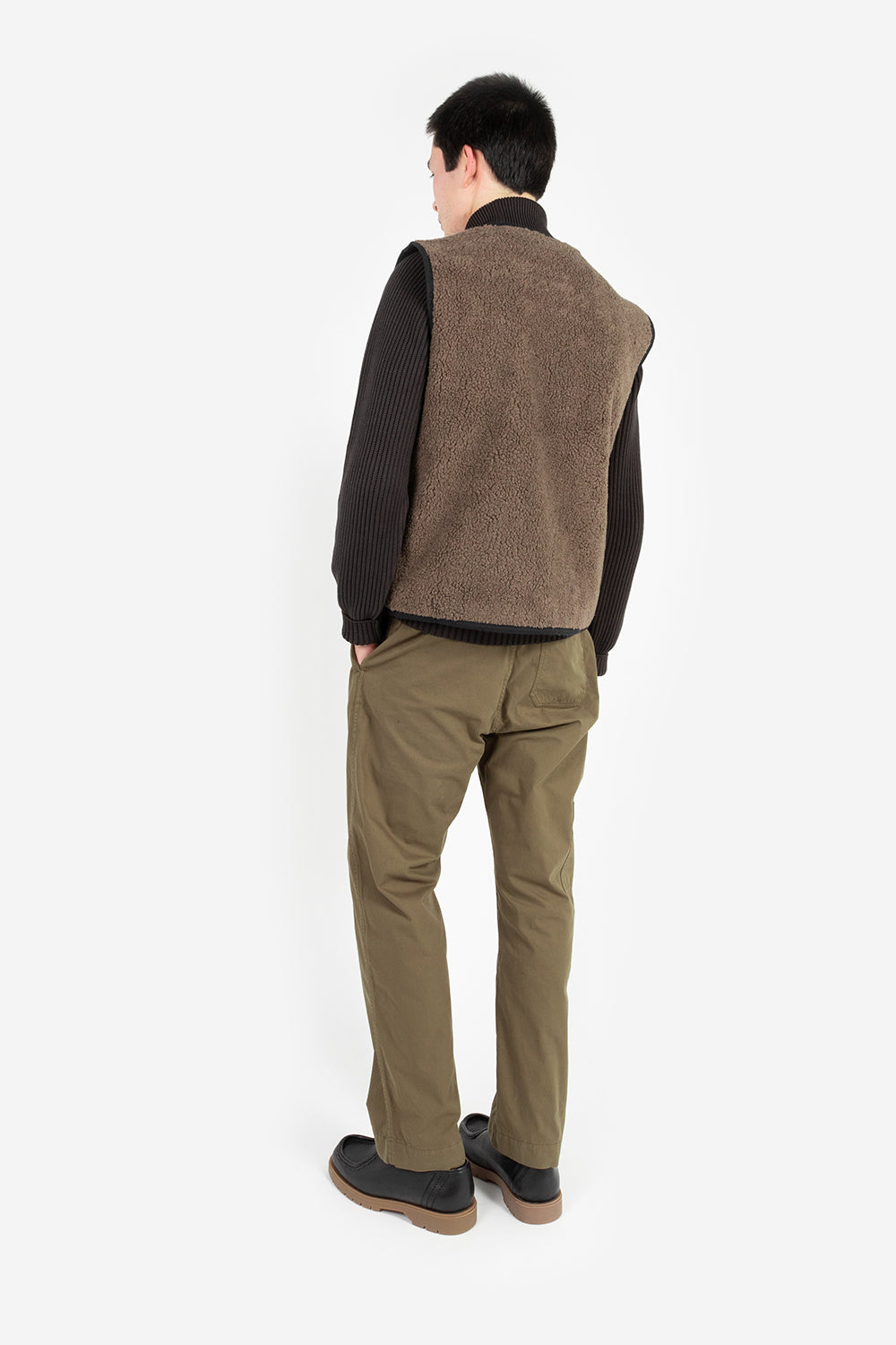 Knickerbocker reverse zip pile vest heather brown pile black