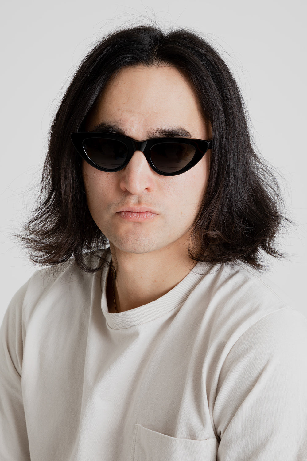 Monokel Moon Sunglasses in Black with Green Solid Lens