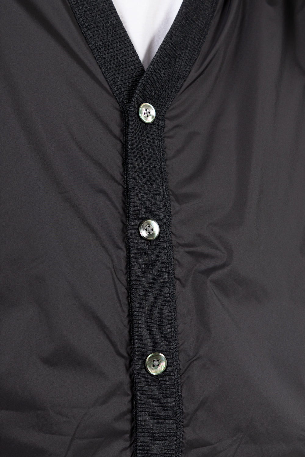 nanamica hybrid cardigan in charcoal