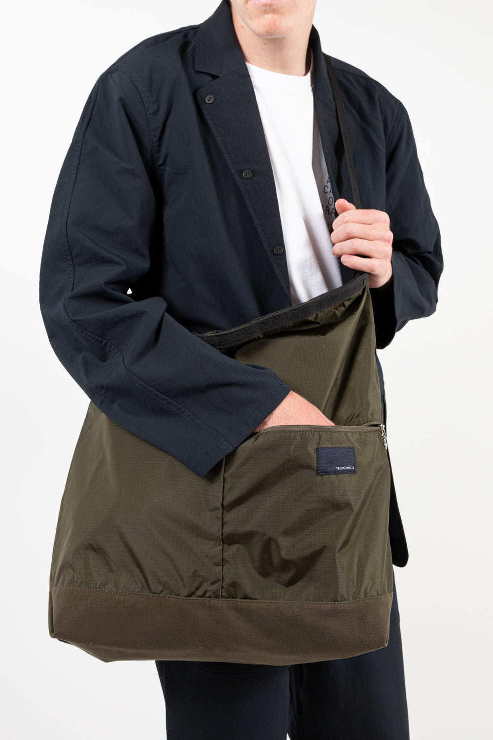 nanamica utility shoulder bag in olive