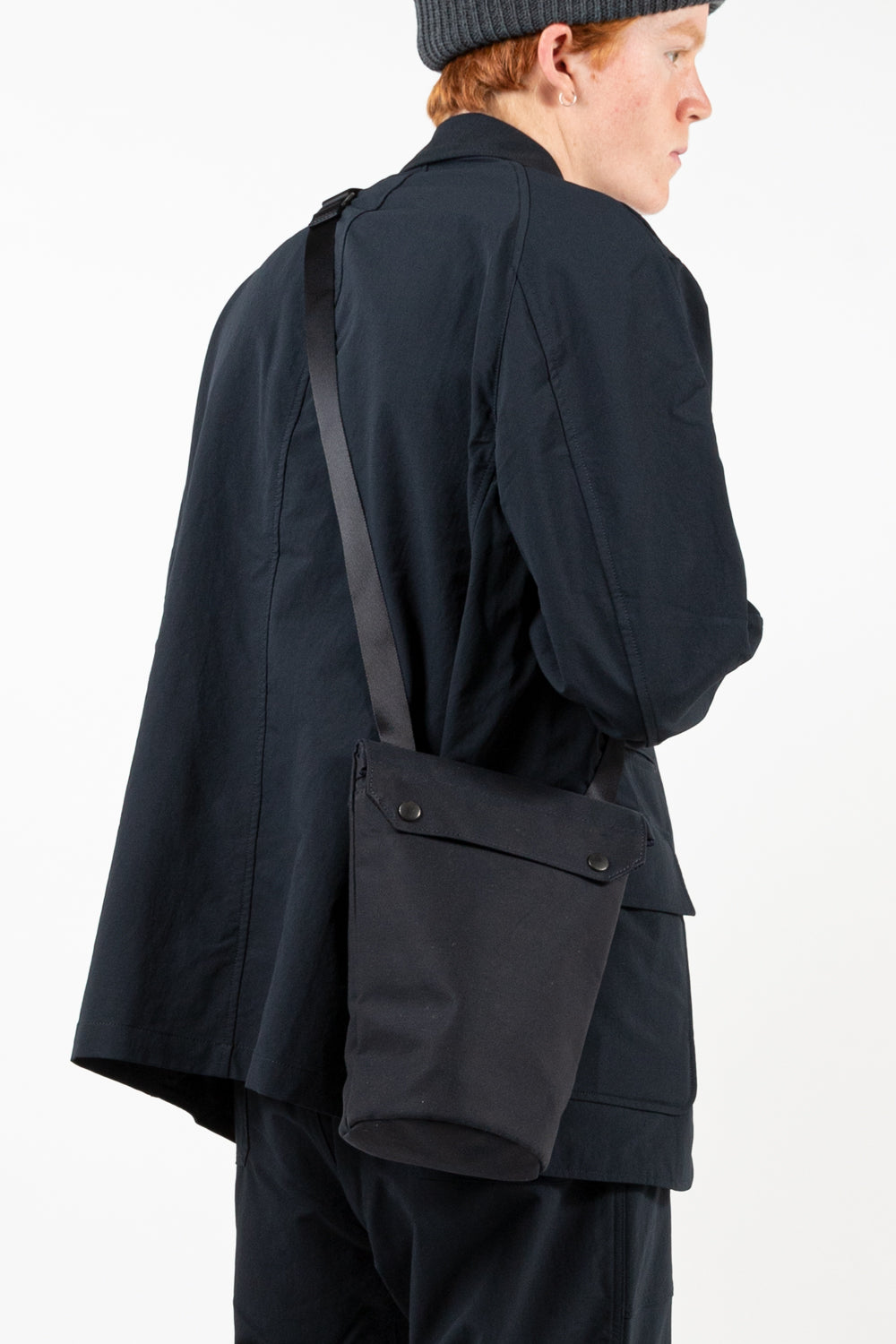 nanamica water repellent shoulder bag in navy