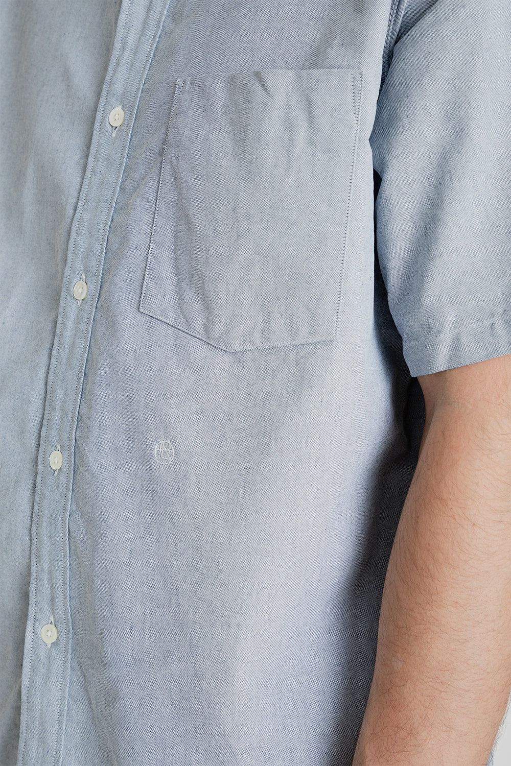 Nanamica Button Down Wind Short Sleeve Shirt in Grayish Navy