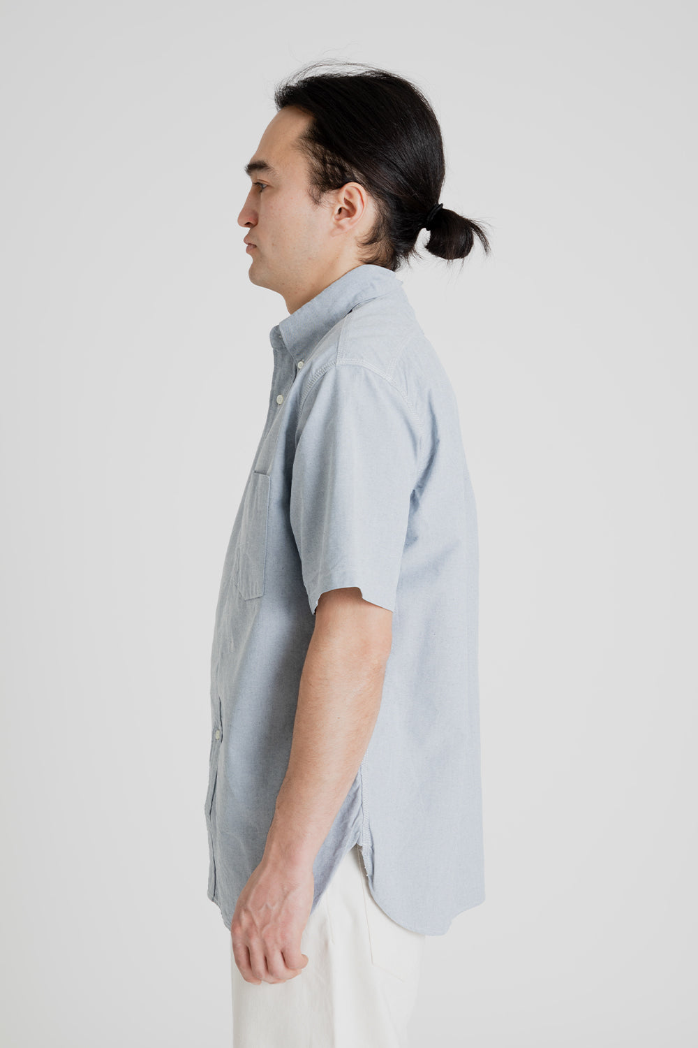 Nanamica Button Down Wind Short Sleeve Shirt in Grayish Navy