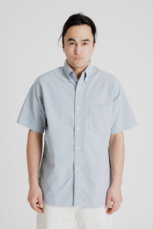 Nanamica Button Down Wind Short Sleeve Shirt in Grayish Navy