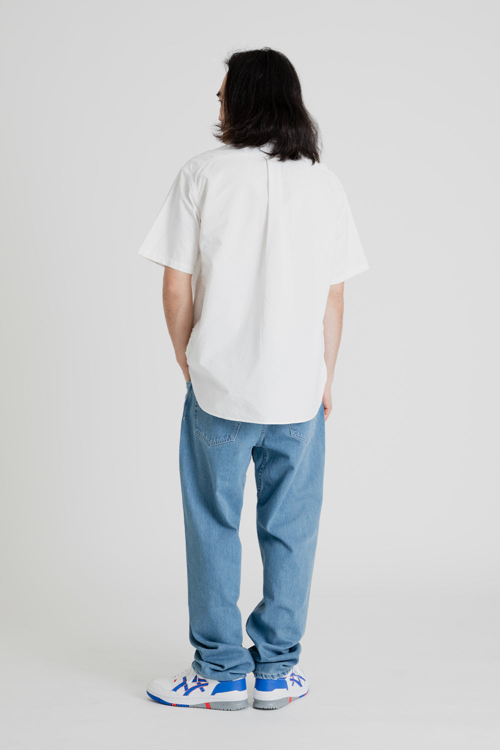 Nanamica Button Down Wind Short Sleeve Shirt in White