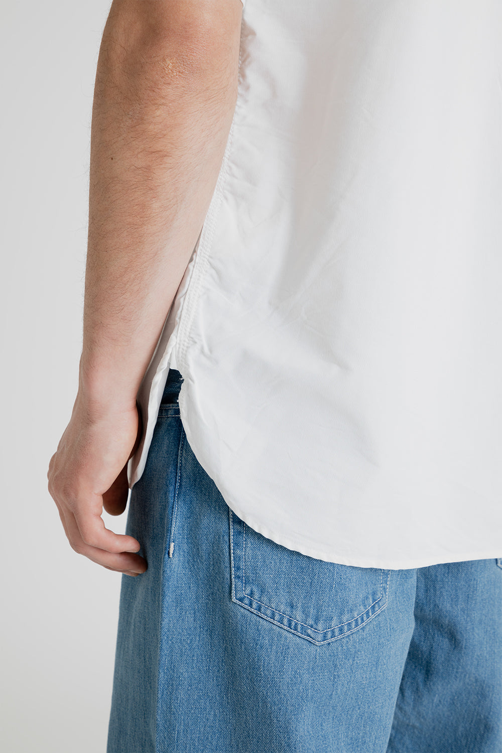Nanamica Button Down Wind Short Sleeve Shirt in White