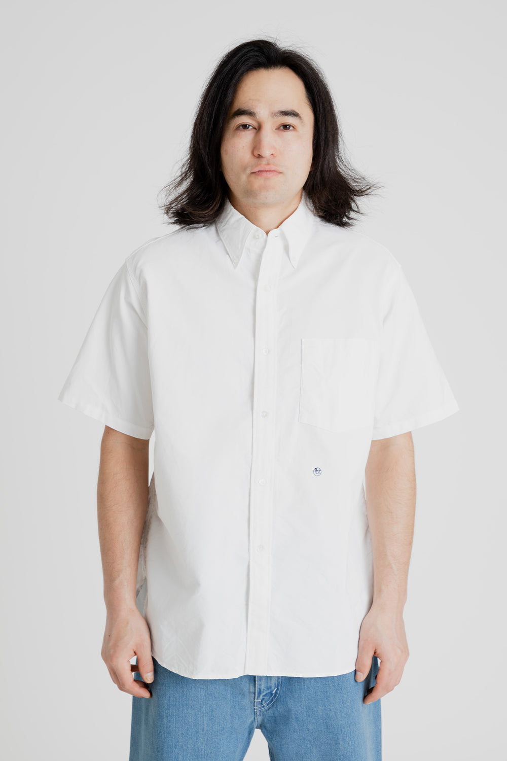 Button Down Wind Short Sleeve Shirt - White