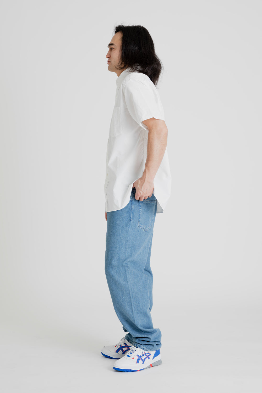 Nanamica Button Down Wind Short Sleeve Shirt in White