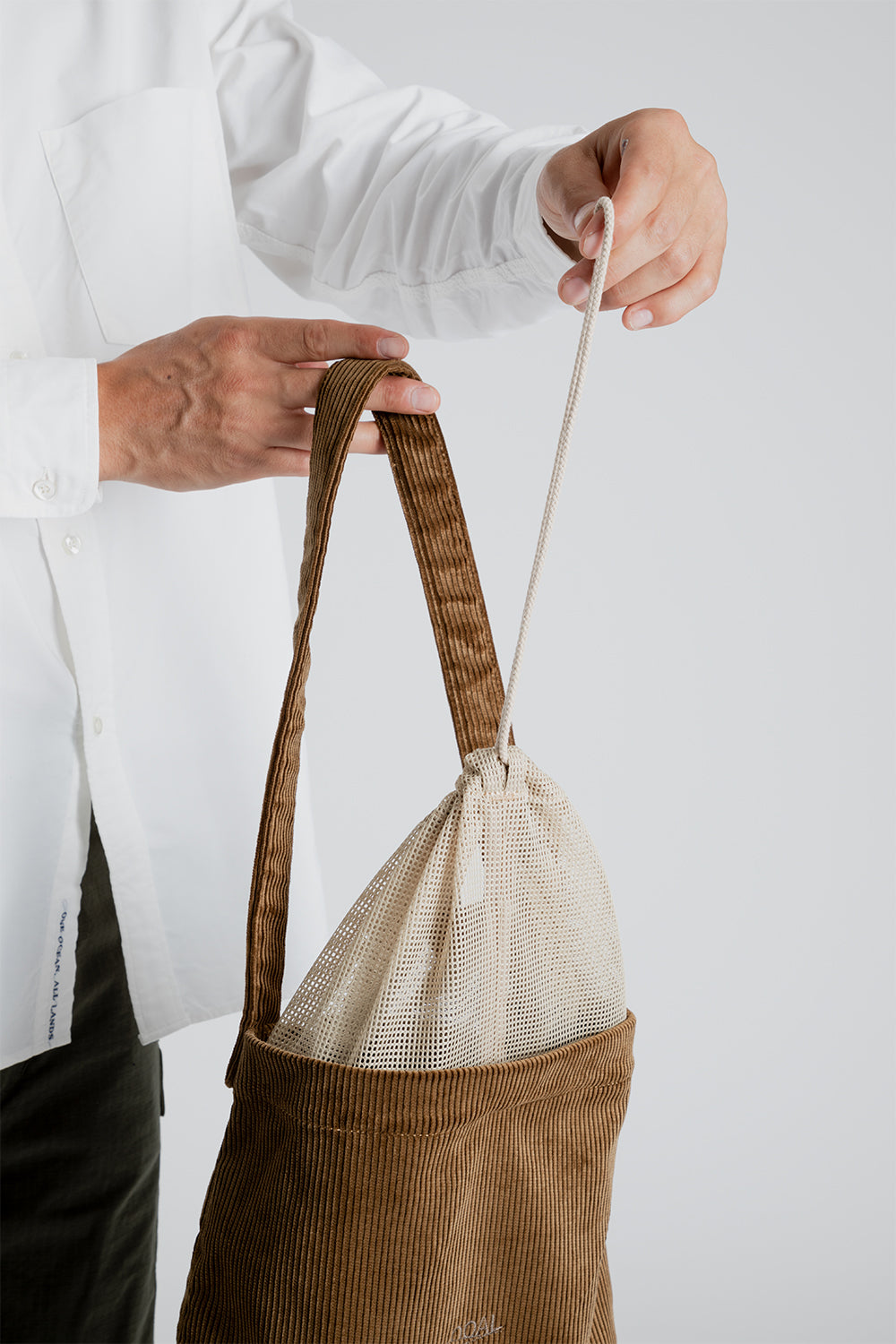 Nanamica Corduroy Utility Shoulder Bag in Brown