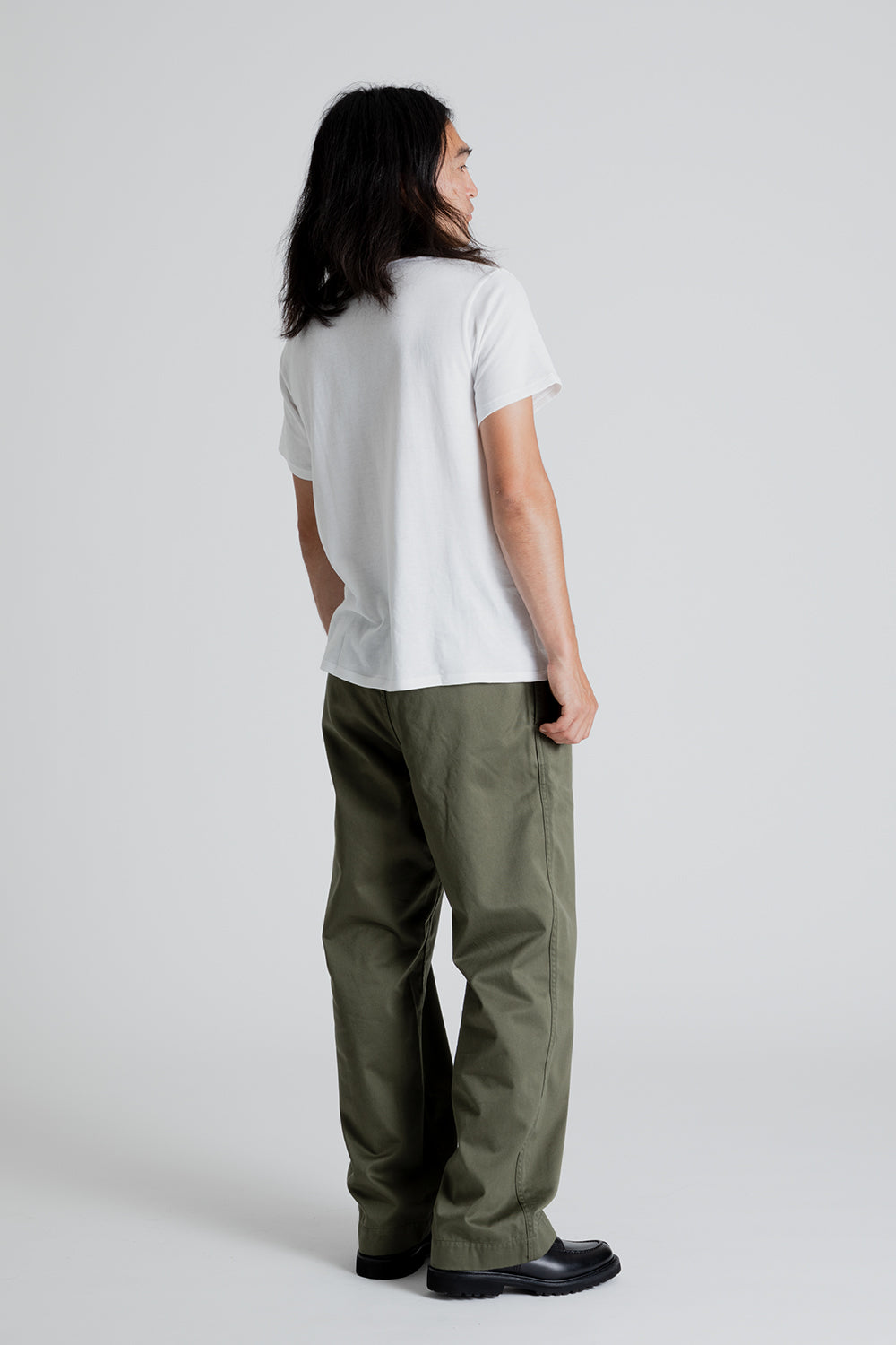 Nanamica Double Pleat Wide Chino Pants in Moss Green