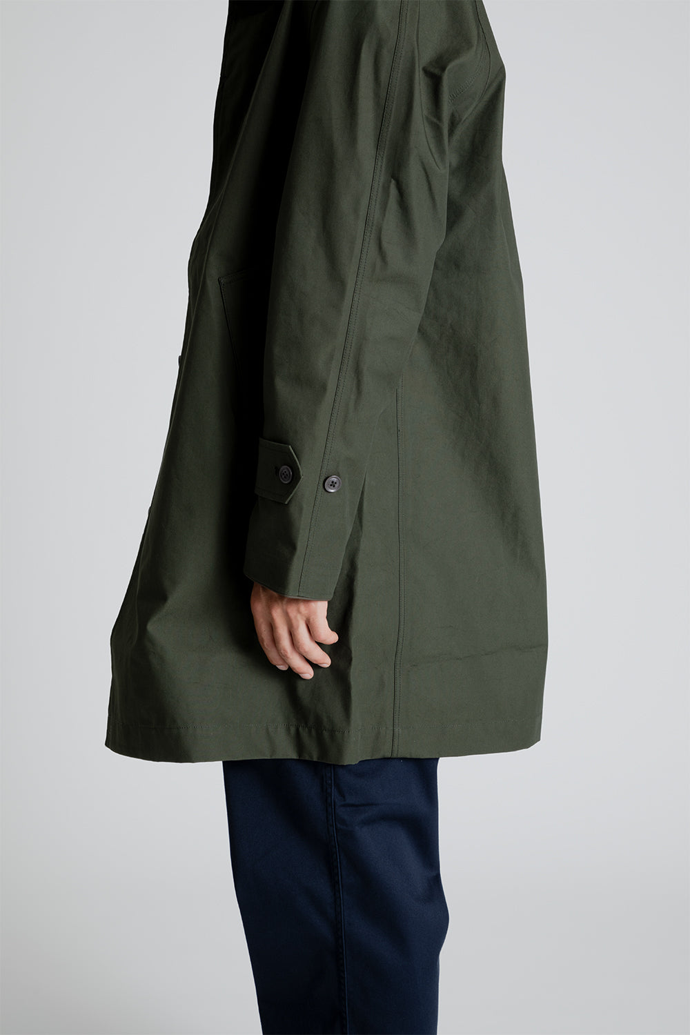 Nanamica GORE-TEX Soutien Collar Coat in Moss Green
