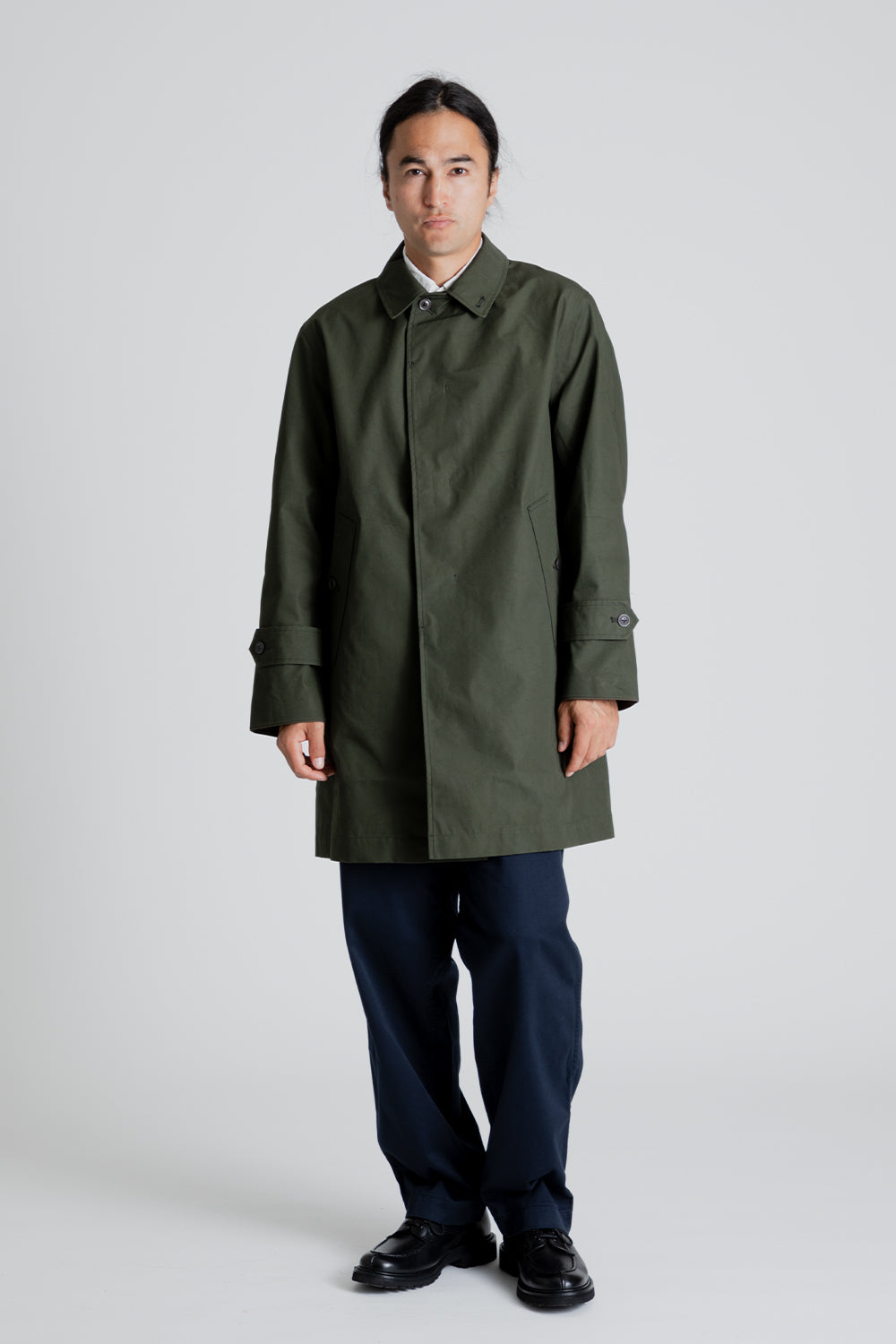 Nanamica GORE-TEX Soutien Collar Coat in Moss Green