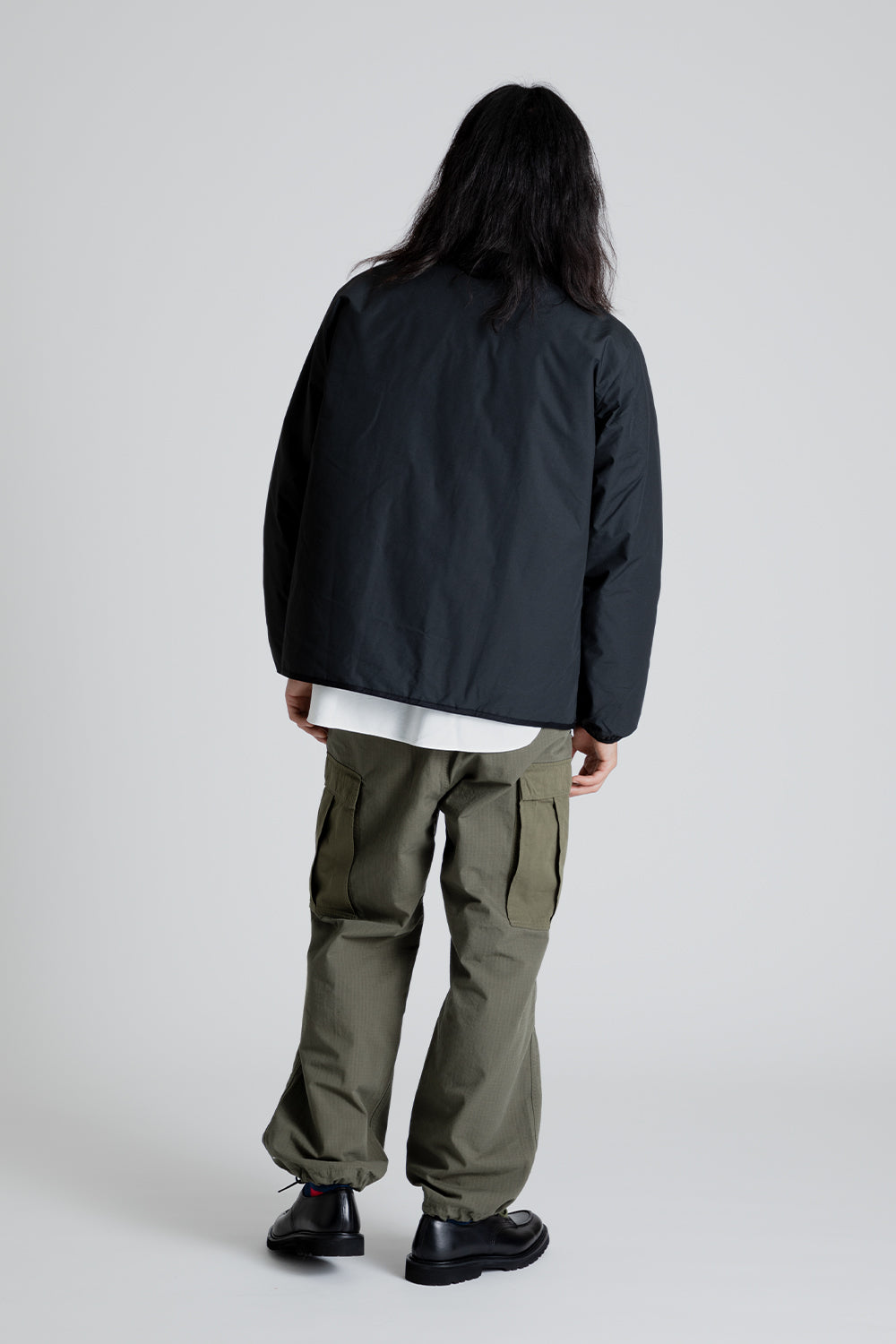 Nanamica Reversible Down Cardigan in Black