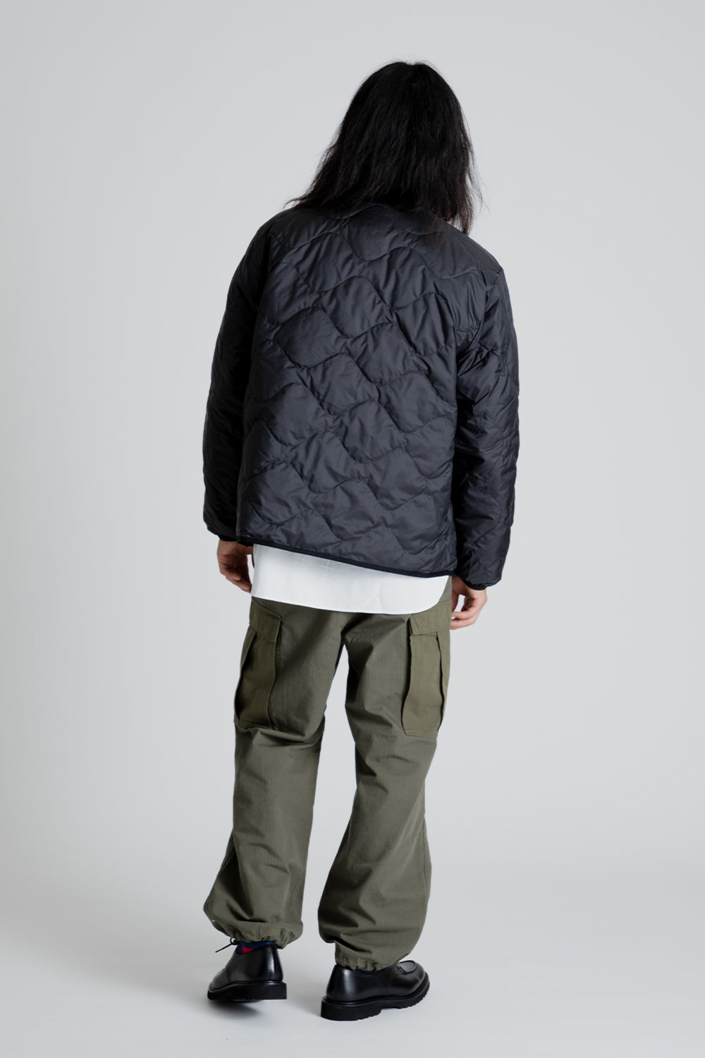 Nanamica Reversible Down Cardigan in Black