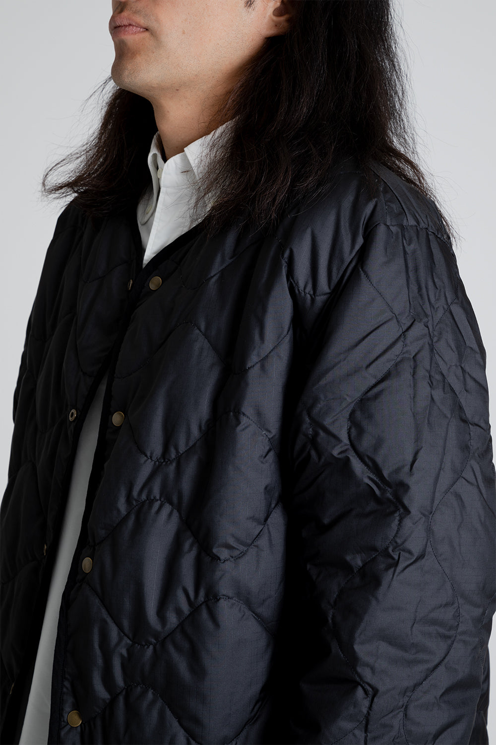 Nanamica Reversible Down Cardigan in Black