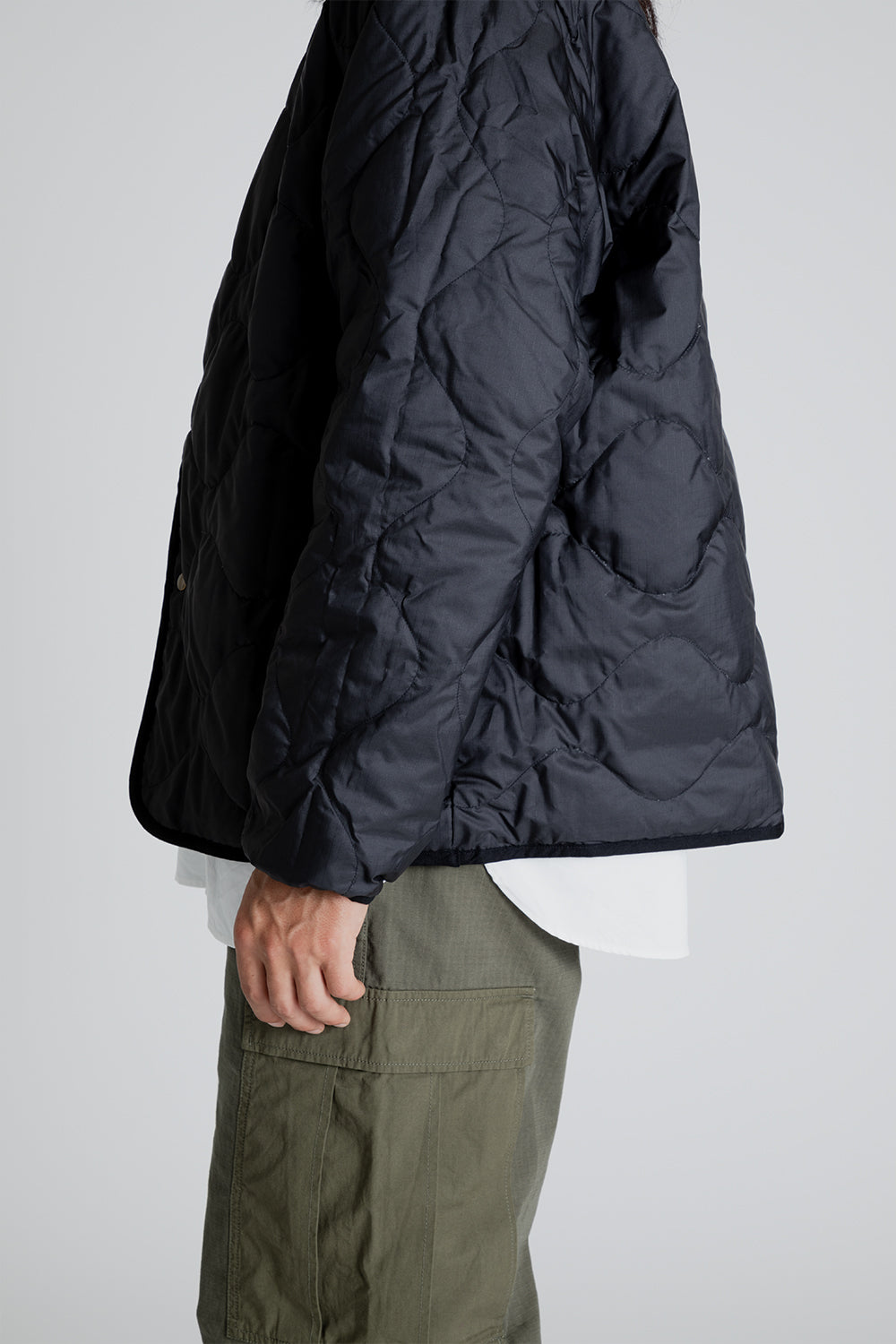 Nanamica Reversible Down Cardigan in Black