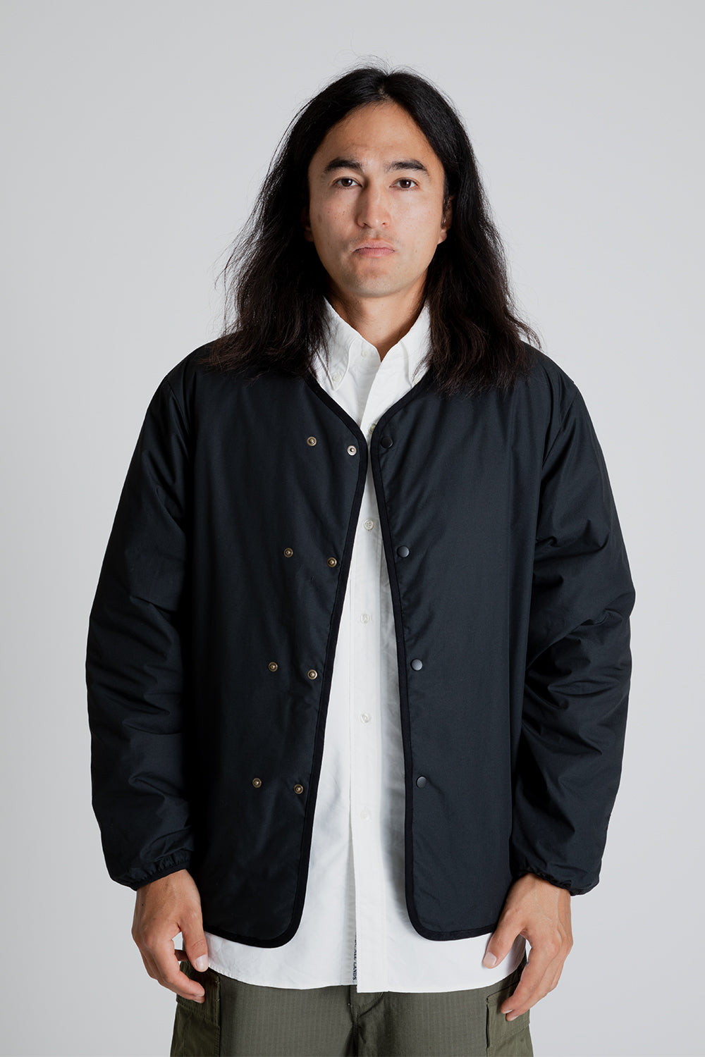 Nanamica Reversible Down Cardigan in Black