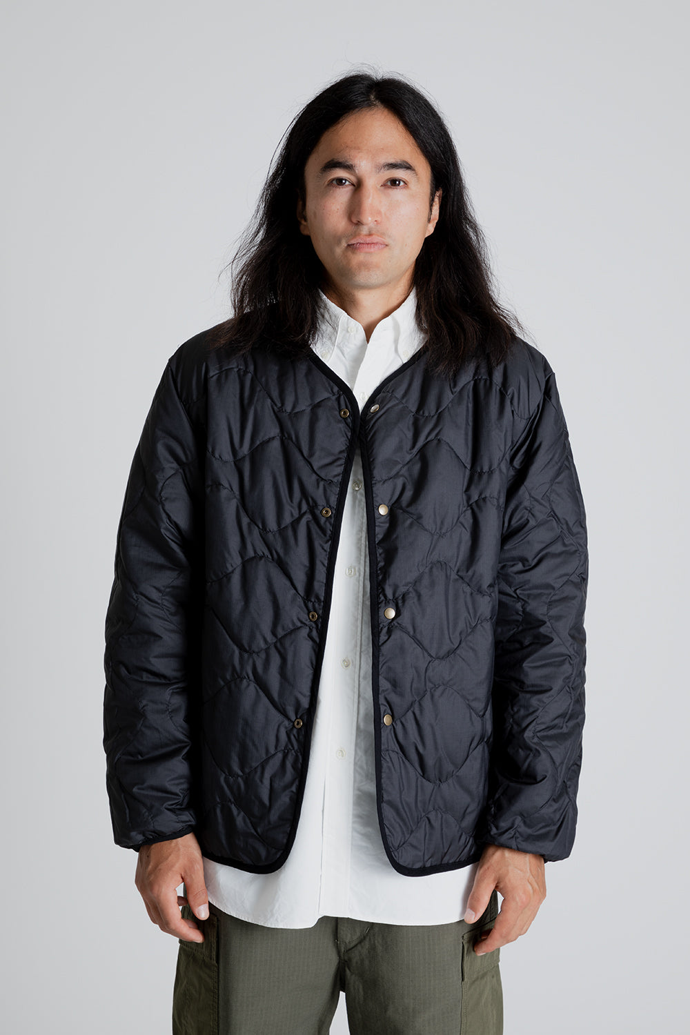 Nanamica Reversible Down Cardigan in Black